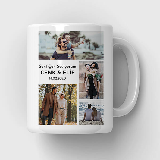 Sevgililere özel 4 fotoğraflı kupa bardak