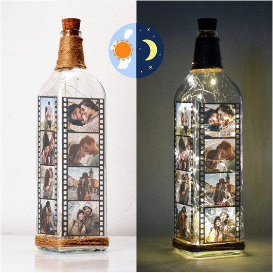 Led ışıklı film şeridi dekoratif şişe lamba